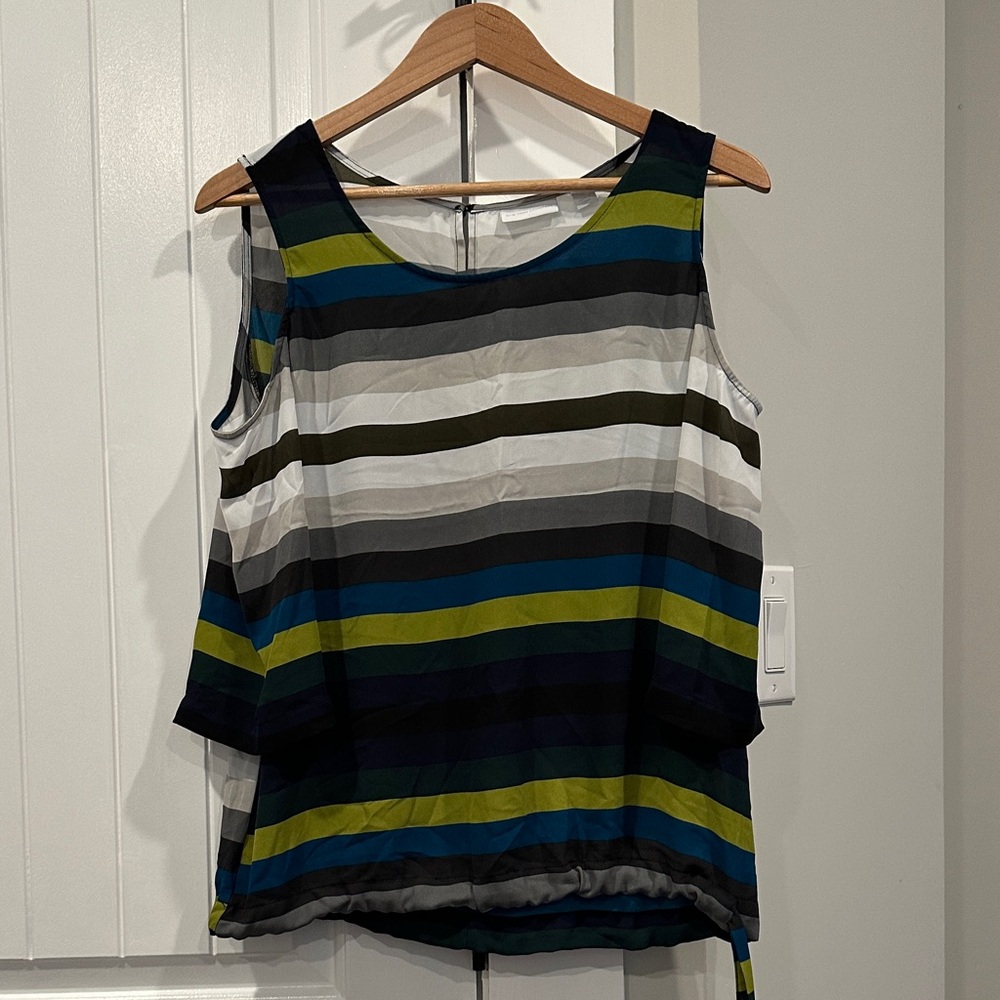 New York & Company Multicolor Striped Blouse